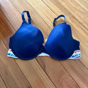 Victoria's Secret PINK Navy Blue Rainbow Pride Band T-shirt Bra Size 34DD